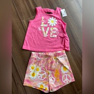 The Children’s Place 2-Piece Summer Set 12-18M | Pink Daisy Tank & Shorts NWT